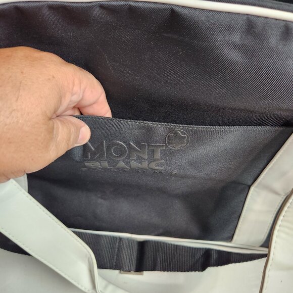 Montblanc Parfum Black White Duffle Weekender Travel Bag Large Adjustable Strap - Picture 16 of 16